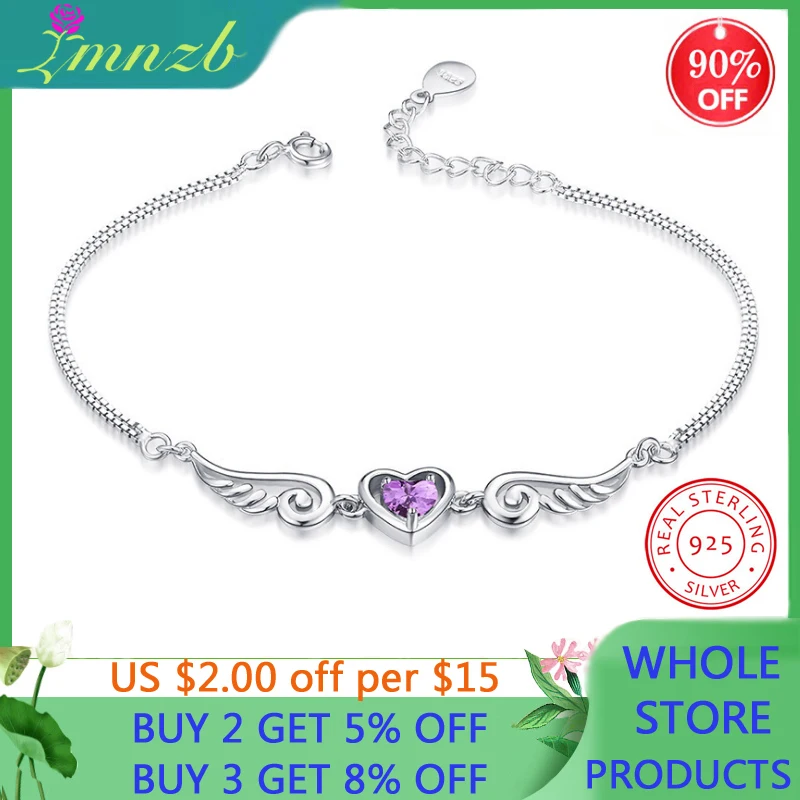 Hot Selling 925 Sterling Silver Cute Bracelets For Women Purple Love Heart Angel Wings Charms Bracelets Gift Wedding Jewelry
Hot Selling 925 Sterling Silver Cute Bracelets For Women Purple Love Heart Angel Wings Charms Bracelets Gift Wedding Jewelry
