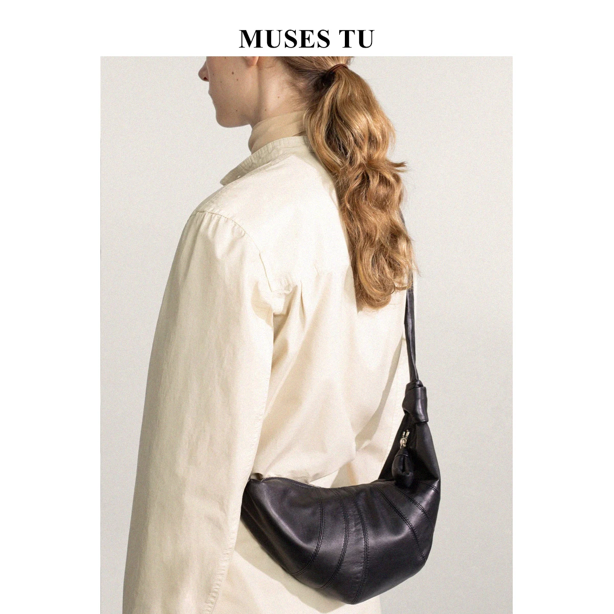 

Lemaire croissant sheepskin can be chomoso bag diagonal dumpling bag leather underarm baguette bag hidemi chest waist bag