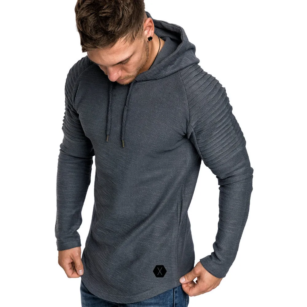 New Men's Slim Solid Color Hooded Long-sleeved T-shirt Striped Folds Raglan Sleeves Hooded Foreign Trade Men's Spring
New Men's Slim Solid Color Hooded Long-sleeved T-shirt Striped Folds Raglan Sleeves Hooded Foreign Trade Men's Spring
