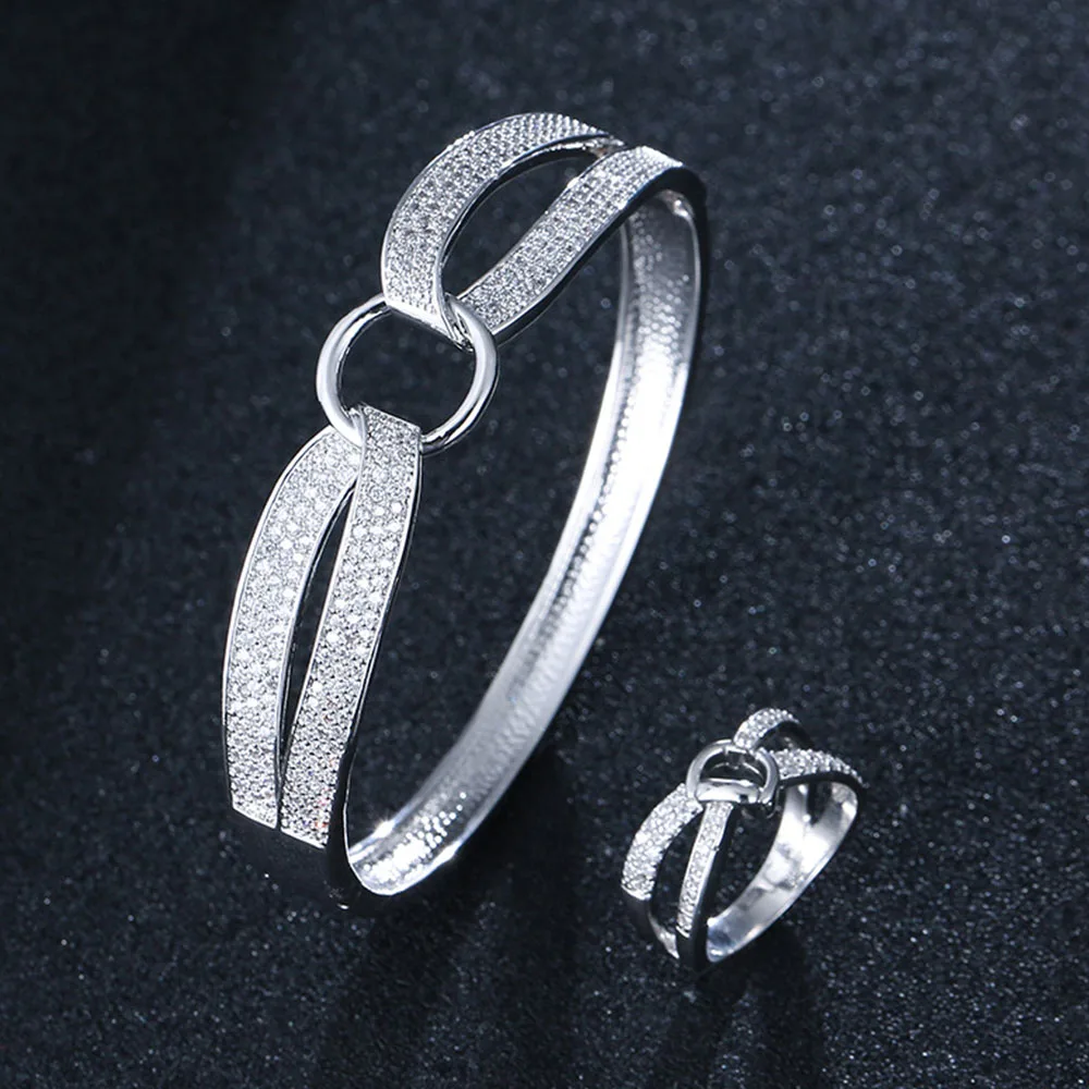 New Hot Saling Cross Nail Bracelet Fashion Women Copper Bangle with Cubic Zirconia Ring Jewelry Set Gift for Wife
New Hot Saling Cross Nail Bracelet Fashion Women Copper Bangle with Cubic Zirconia Ring Jewelry Set Gift for Wife