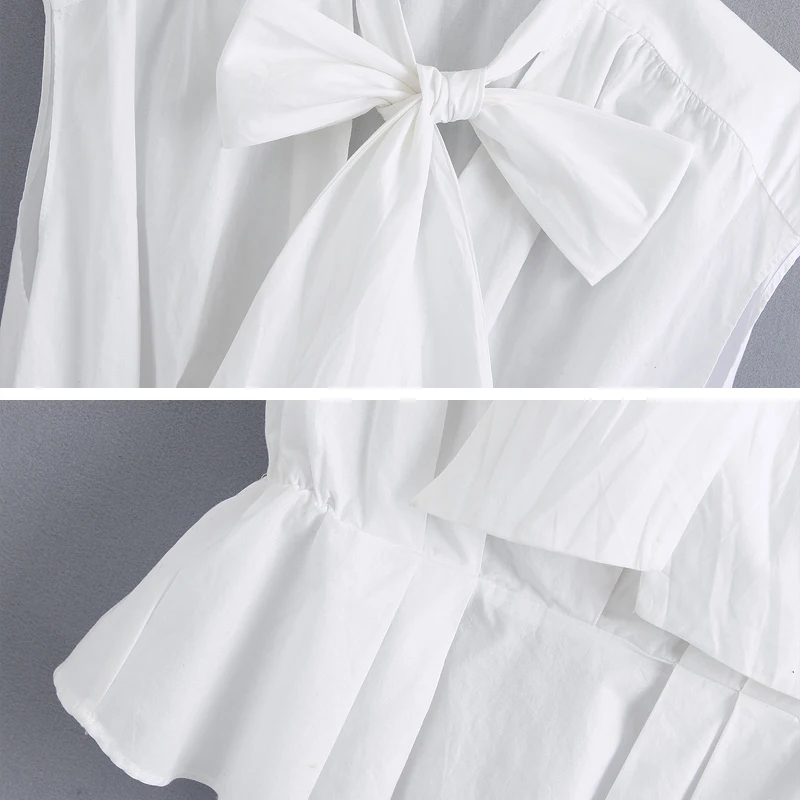 2020 New White Women bow tie Top Elegant Sleeveless Ruffles Pleated Female Cotton blouse shirt Casual High street YNZZU YT877
2020 New White Women bow tie Top Elegant Sleeveless Ruffles Pleated Female Cotton blouse shirt Casual High street YNZZU YT877