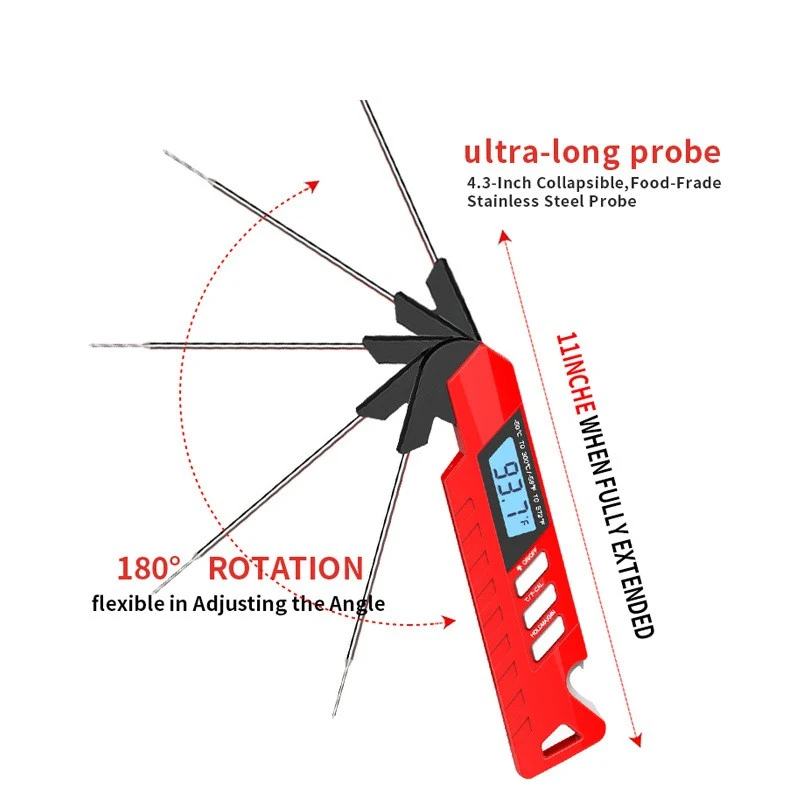 Folding Multifunctional Kitchen Cooking Temperature Measuring Tool For Instant Reading And Output Electronic Food Thermometer
Folding Multifunctional Kitchen Cooking Temperature Measuring Tool For Instant Reading And Output Electronic Food Thermometer