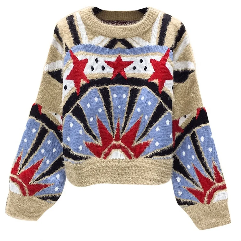 Outwear Thick Women Autumn Winter Five-pointed Star Knitted Sweater O-Neck Full Pullovers blusas mujer de moda Casual
Outwear Thick Women Autumn Winter Five-pointed Star Knitted Sweater O-Neck Full Pullovers blusas mujer de moda Casual