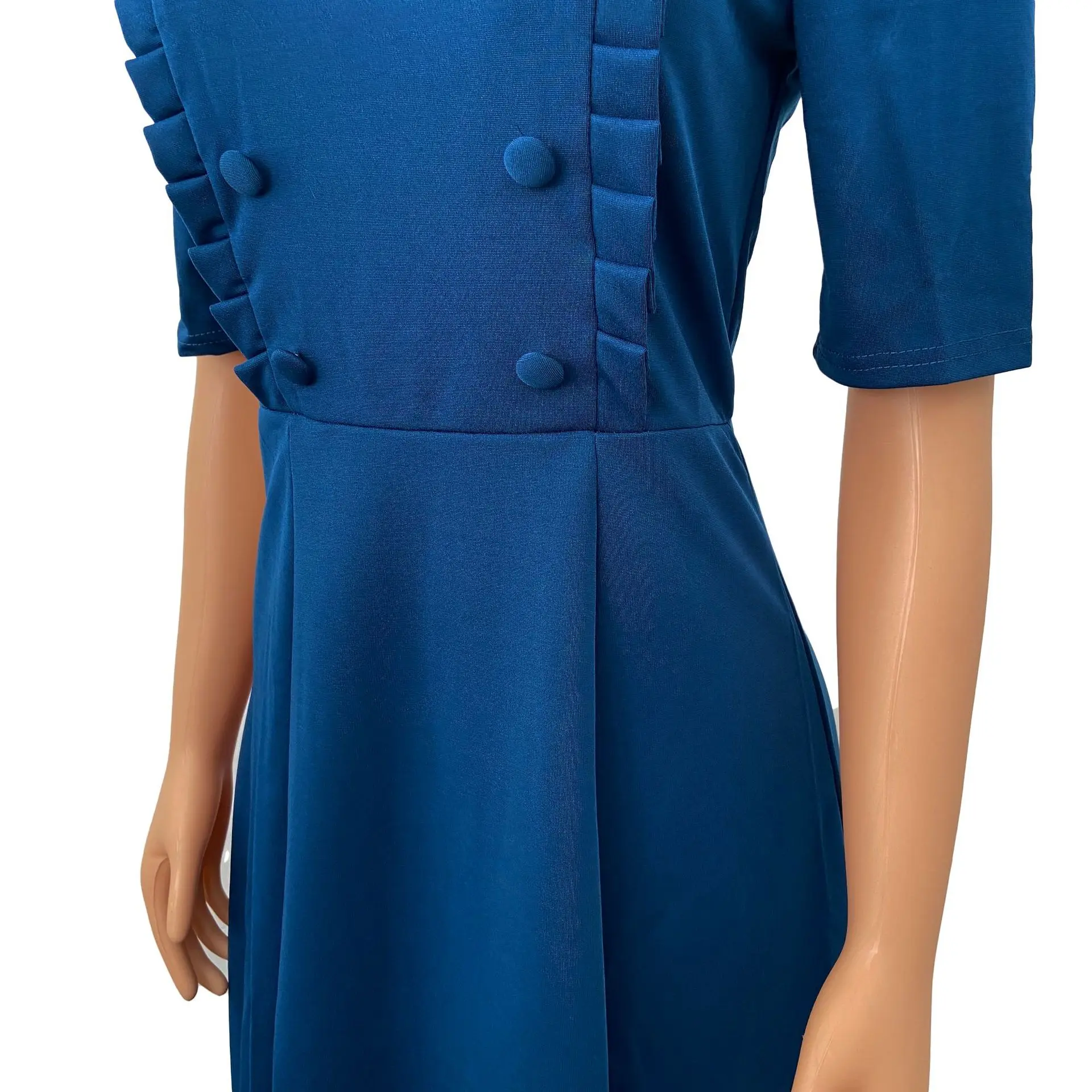 Women Dresses Short Sleeves Lovely Ruffles Peter Pan Collar A Line High Waist Pleated Green Knee Length African Fashion Vestidos
Women Dresses Short Sleeves Lovely Ruffles Peter Pan Collar A Line High Waist Pleated Green Knee Length African Fashion Vestidos