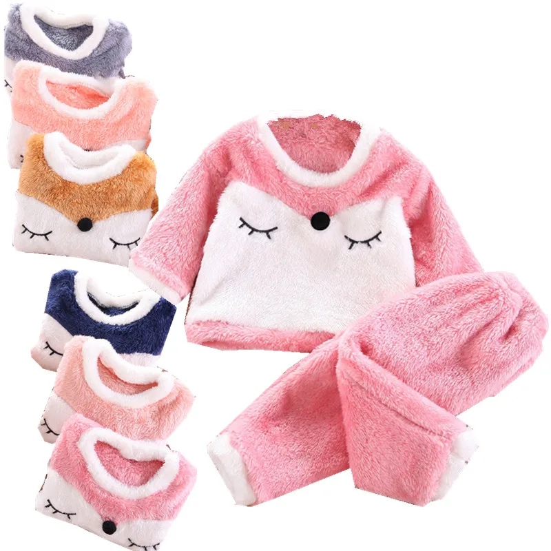 Autumn winter sleepwear Suit Baby Boy Girl Flannel pajamas Long Sleeve Sweatshirt +Pants thick warm 2Pcs Set nightgown Outfits 
Autumn winter sleepwear Suit Baby Boy Girl Flannel pajamas Long Sleeve Sweatshirt +Pants thick warm 2Pcs Set nightgown Outfits