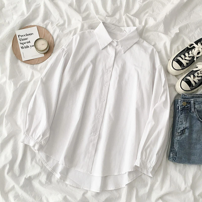 All Match Women White Shirts 2020 Summer New Long-sleeved Loose Office Lady Elegant White Shirts Outwear Tops
All Match Women White Shirts 2020 Summer New Long-sleeved Loose Office Lady Elegant White Shirts Outwear Tops
