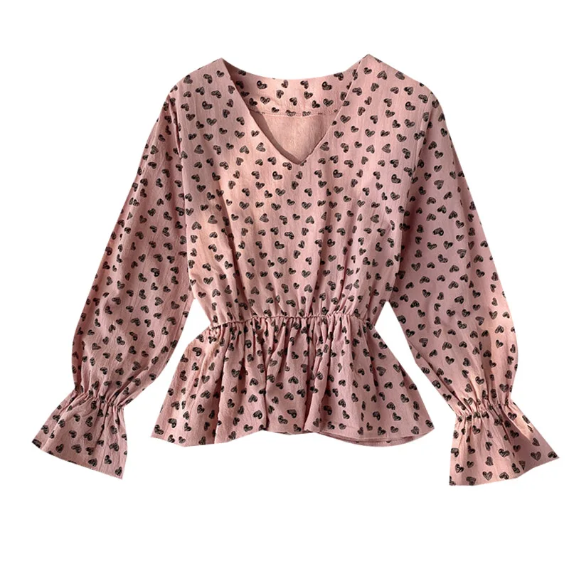 Woman's Blouse Spring Autumn 2020 Korean Casual V-Neck Love Long Sleeve High Waist Slim Blusas Stylish Ruffles Top Female YYQX06
Woman's Blouse Spring Autumn 2020 Korean Casual V-Neck Love Long Sleeve High Waist Slim Blusas Stylish Ruffles Top Female YYQX06