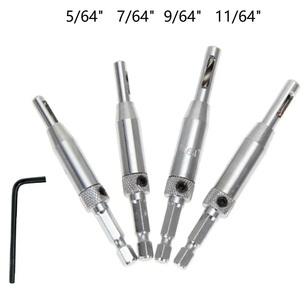 4pcs Self Centering Hinge Drill Bits Set Door Cabinet Pilot Holes HSS Hex Recess 5/64" 7/64" 9/64" 11/64" With Wrench
4pcs Self Centering Hinge Drill Bits Set Door Cabinet Pilot Holes HSS Hex Recess 5/64" 7/64" 9/64" 11/64" With Wrench