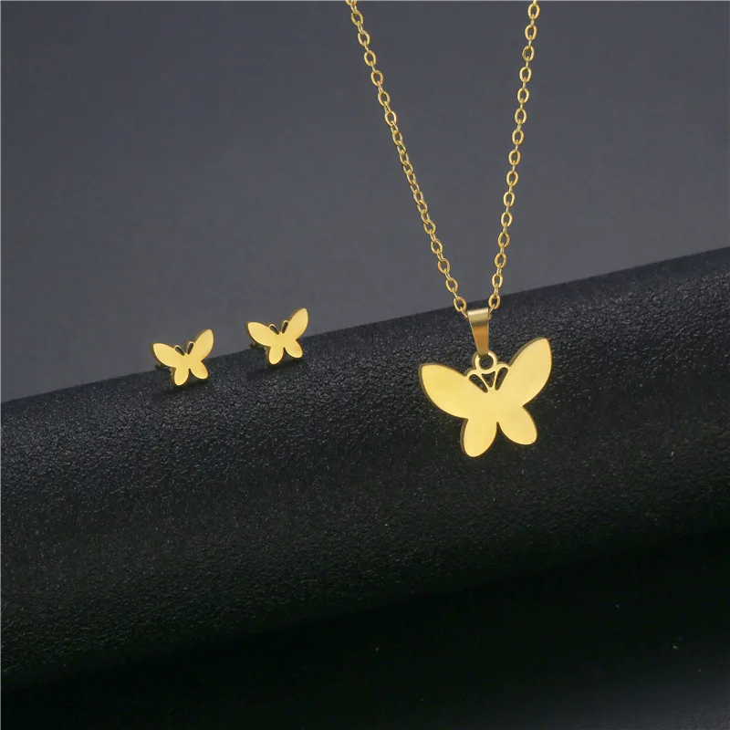 Women's Butterfly Necklace Earrings Set Dubai Gold Color Stainless Steel African Indian Wedding Jewelry Sets for Women Girls
Women's Butterfly Necklace Earrings Set Dubai Gold Color Stainless Steel African Indian Wedding Jewelry Sets for Women Girls