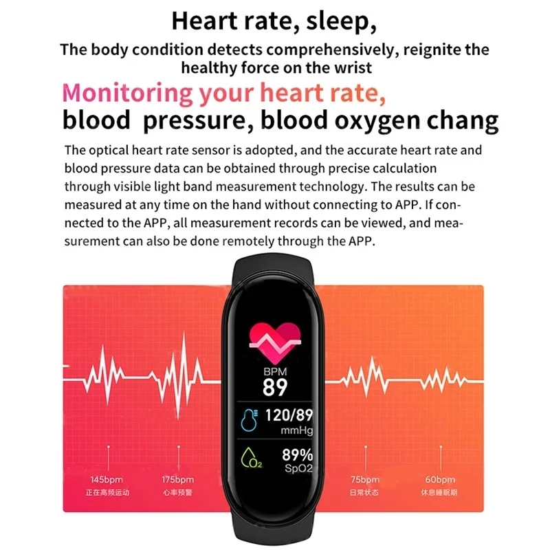 M6 Smart Watch For Men Women Bracelet with Heart Rate Monitoring Running Pedometer Calorie Counter Health Sport Tracker Watch
M6 Smart Watch For Men Women Bracelet with Heart Rate Monitoring Running Pedometer Calorie Counter Health Sport Tracker Watch
