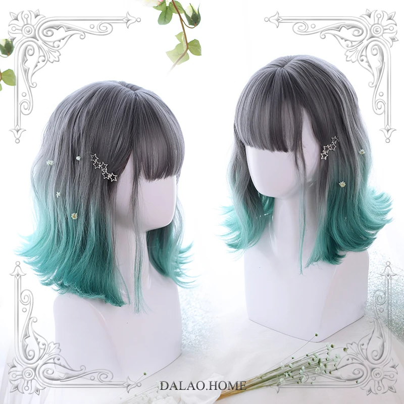 High Quality Harajuku Soft Girl Lolita Eversion Slight Roll Ink Jade Gradual Change Color Air Bangs Wig
High Quality Harajuku Soft Girl Lolita Eversion Slight Roll Ink Jade Gradual Change Color Air Bangs Wig