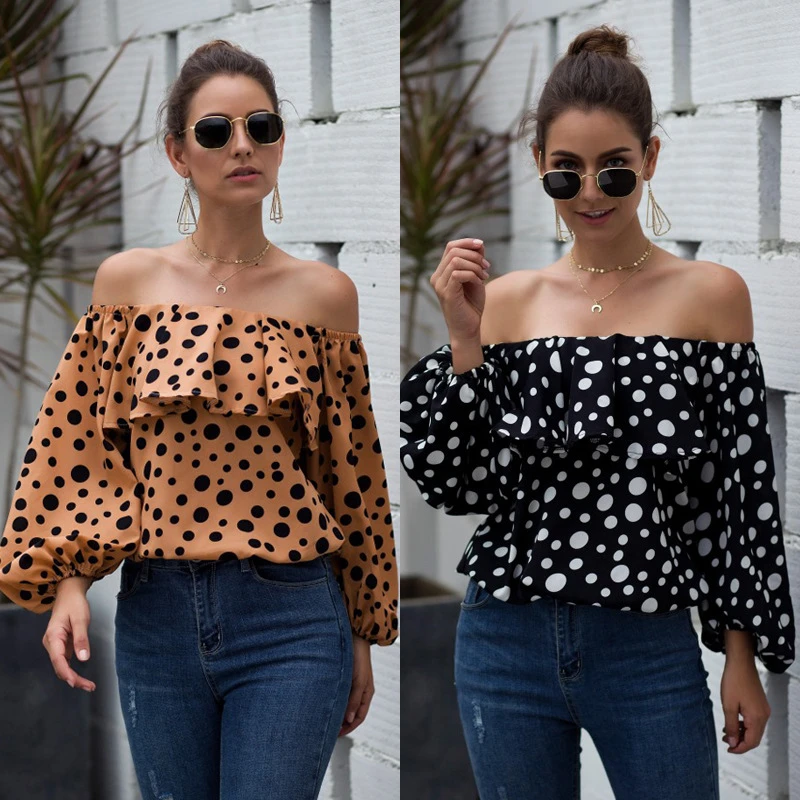 Retro Dots Women's Crop Tops Puff Long Sleeve Sexy Word Shoulder Tees Fashion Ruffled Loose Elastic T-Shirt Casual Streetwear
Retro Dots Women's Crop Tops Puff Long Sleeve Sexy Word Shoulder Tees Fashion Ruffled Loose Elastic T-Shirt Casual Streetwear