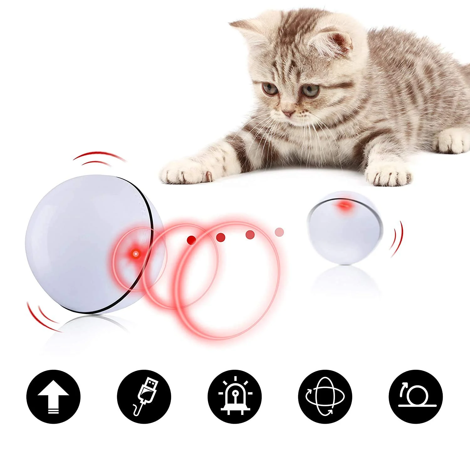 Smart Automatic Cat Toys Ball Pet Interactive Auto Rolling Self Rotating Ball Led Light USB Rechargeable Toys for Cats Kitten
Smart Automatic Cat Toys Ball Pet Interactive Auto Rolling Self Rotating Ball Led Light USB Rechargeable Toys for Cats Kitten