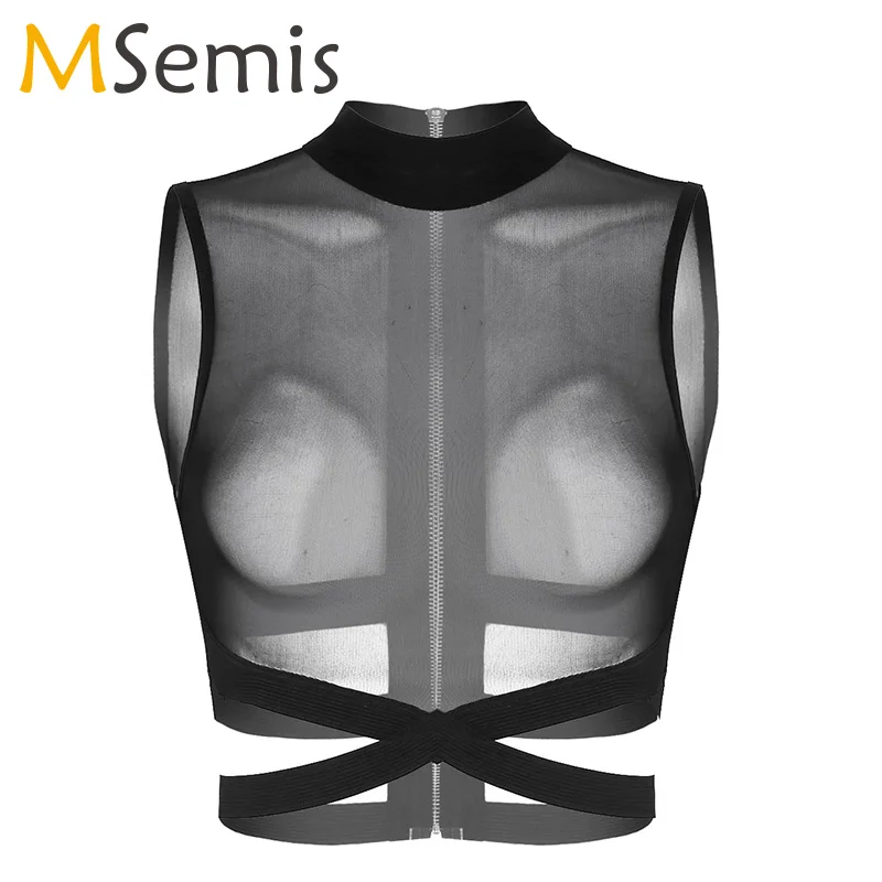 Sexy Crop Tops Women See Through Sheer Mesh Tanks Crop Top Shirts Sleeveless Zipper Back Vest Top Dance Rave Party Costume Tops
Sexy Crop Tops Women See Through Sheer Mesh Tanks Crop Top Shirts Sleeveless Zipper Back Vest Top Dance Rave Party Costume Tops