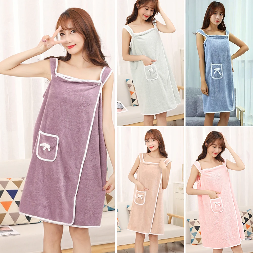 Bath Towel Wrap for Women Wearable Coral Fleece Bathrobes Nightgown with Pocket Snap-Fastener for Spa Gym Beach Pool Towel
Bath Towel Wrap for Women Wearable Coral Fleece Bathrobes Nightgown with Pocket Snap-Fastener for Spa Gym Beach Pool Towel