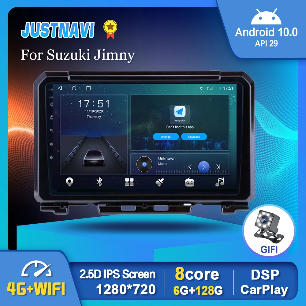JUSTNAVI Carplay Android 10 Multimedia Video Player Navigation GPS WiFi Auto Stereo For Suzuki Jimny 2018-2020 Smart IPS Screen 
JUSTNAVI Carplay Android 10 Multimedia Video Player Navigation GPS WiFi Auto Stereo For Suzuki Jimny 2018-2020 Smart IPS Screen