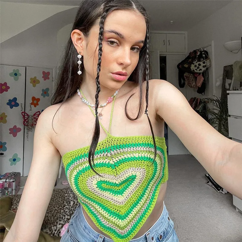 2000s Aesthetics Heart Print Crochet Halter Tops Y2K Streetwear Cute Lace-Up Backless Knit Vests Summer Sexy Tank Tops
2000s Aesthetics Heart Print Crochet Halter Tops Y2K Streetwear Cute Lace-Up Backless Knit Vests Summer Sexy Tank Tops
