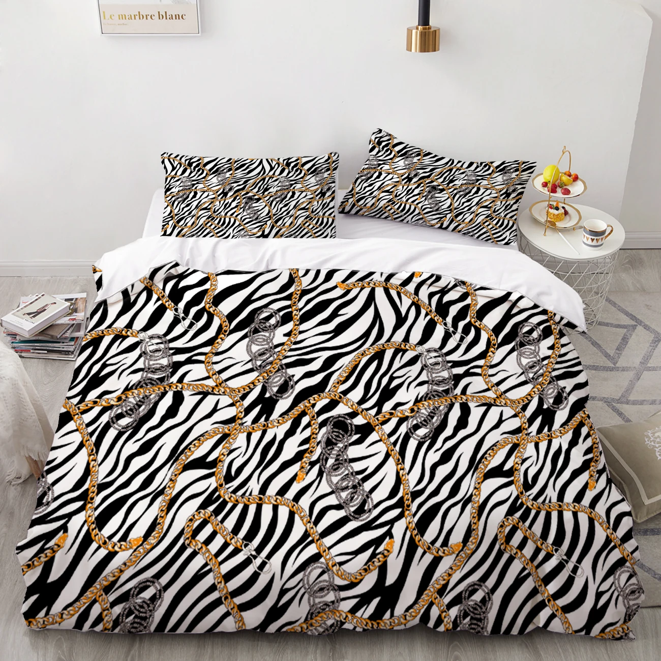 Zebra pattern bedding set duvet cover bed cover cartoon big like quilt cover pillowcase iron chain printing double 3 piece set
Zebra pattern bedding set duvet cover bed cover cartoon big like quilt cover pillowcase iron chain printing double 3 piece set