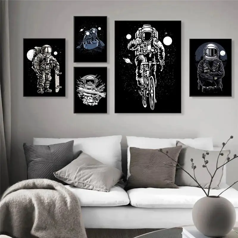 Black White Modern Posters And Prints Astronaut Figure Painting Wall Art Canvas Painting Wall Pictures For Living Room Decor
Black White Modern Posters And Prints Astronaut Figure Painting Wall Art Canvas Painting Wall Pictures For Living Room Decor