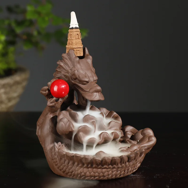 Backflow Incense Burner Dragon with 10pcs Incense Cones Ceramic Incense Sticks Holder Living Room Ornament Incense Base
Backflow Incense Burner Dragon with 10pcs Incense Cones Ceramic Incense Sticks Holder Living Room Ornament Incense Base