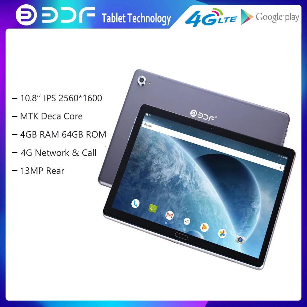 BDF 10.8 Inch Tablet 10 Deca Core 2.5K 2560*1600 IPS Display 4GB RAM 64GB ROM 13MP Rear 4G Network Phone Call Android 8 WiFi GPS
BDF 10.8 Inch Tablet 10 Deca Core 2.5K 2560*1600 IPS Display 4GB RAM 64GB ROM 13MP Rear 4G Network Phone Call Android 8 WiFi GPS