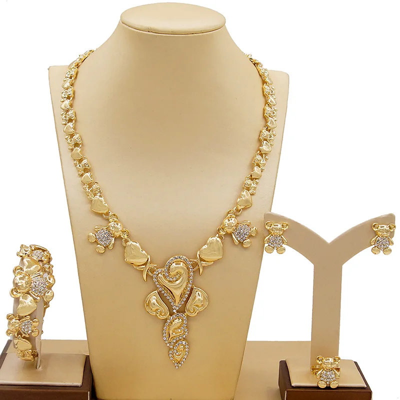 Wholesale Dubai Gold Jewelry Sets For Women African Bridal Wedding Gifts Party Heart Necklace Earrings Ring Bracelet Jewelry
Wholesale Dubai Gold Jewelry Sets For Women African Bridal Wedding Gifts Party Heart Necklace Earrings Ring Bracelet Jewelry