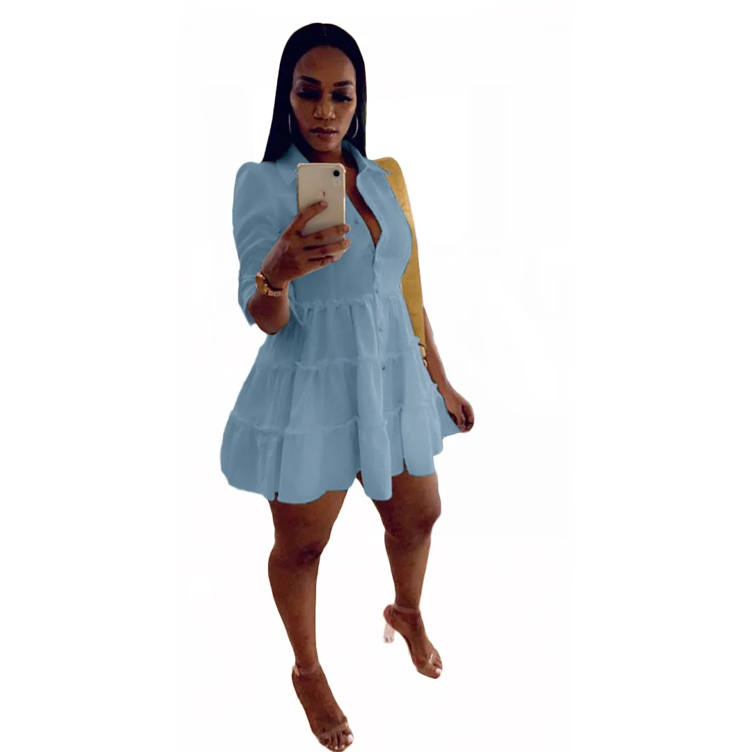 Women Summer Dresses Half Sleeve Edible Tree Fungus Edge Solid Color Mini Dress Ladies Casual Button Vestidos
Women Summer Dresses Half Sleeve Edible Tree Fungus Edge Solid Color Mini Dress Ladies Casual Button Vestidos