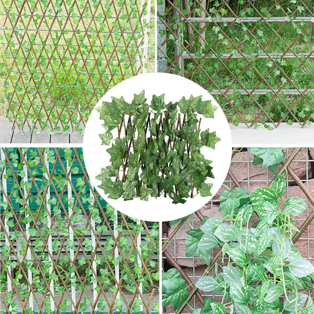 

Encrypted Artificial Plant Hedge Retractable Fence Expanding Durable Wooden Trellis Lawn Edging Fence For Garden Wall Decor