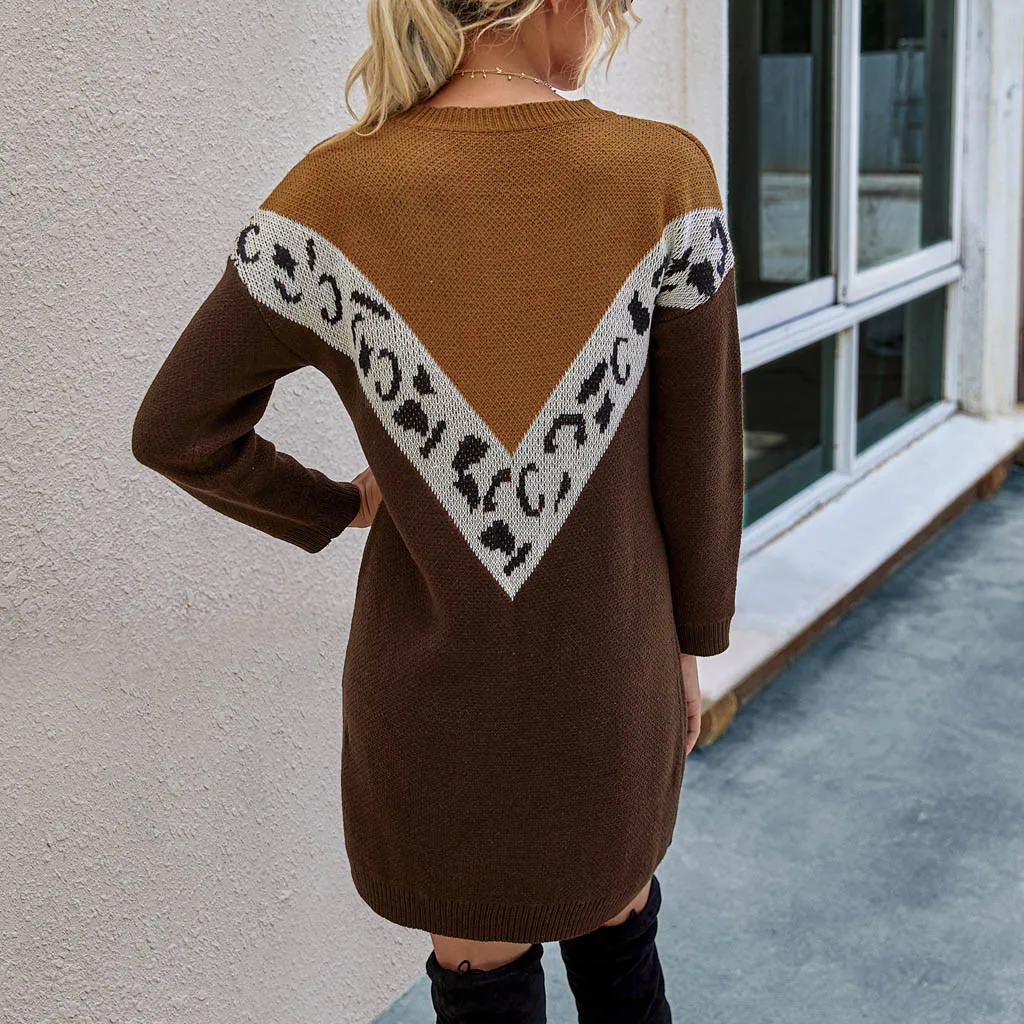 Winter Warm Sweater Dresses Women O Neck Long Sleeve Fashion Print Patchwork Mini Dress 2020 Casual Loose Knitted Sweater Dress
Winter Warm Sweater Dresses Women O Neck Long Sleeve Fashion Print Patchwork Mini Dress 2020 Casual Loose Knitted Sweater Dress