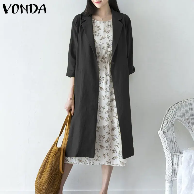 Autumn Long Blazer 2021 VONDA Women Casual Suits Blazer Lapel Collar Button Up Long Sleeve Coats Winter Long Outwear Coat Veste
Autumn Long Blazer 2021 VONDA Women Casual Suits Blazer Lapel Collar Button Up Long Sleeve Coats Winter Long Outwear Coat Veste