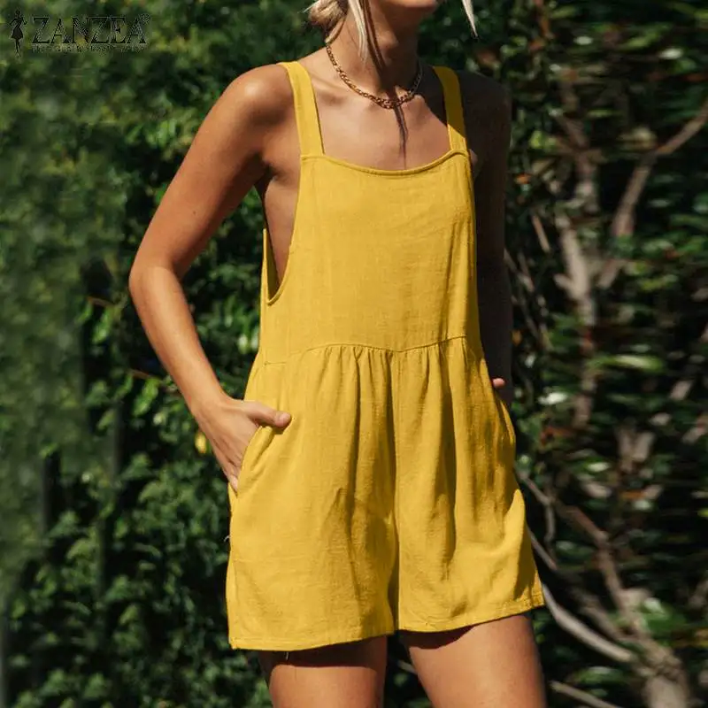 2021 Fashion Mini Playsuits Casual Solid Tank Jumpsuit Women Solid Cotton Linen Romper ZANZEA Sleeveless Short Overall 
2021 Fashion Mini Playsuits Casual Solid Tank Jumpsuit Women Solid Cotton Linen Romper ZANZEA Sleeveless Short Overall