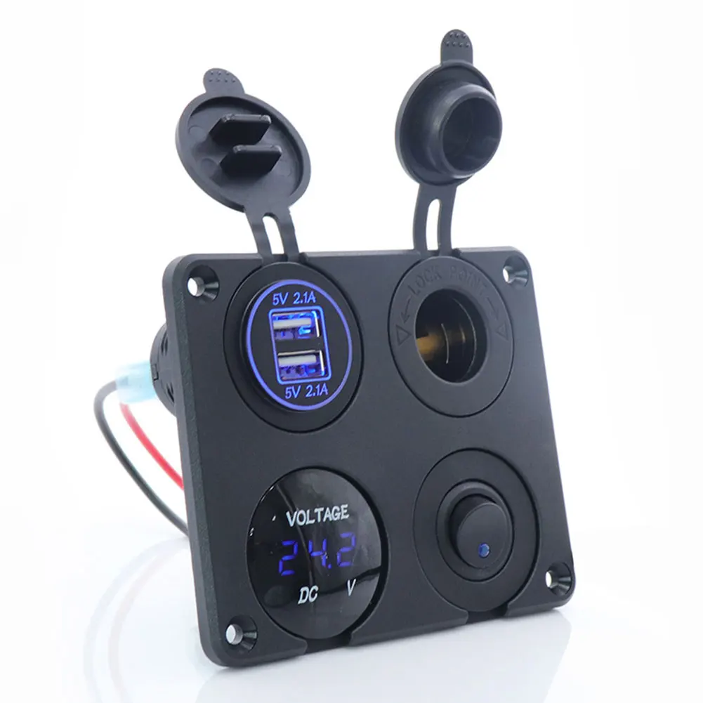 Dual USB Ports Car Charger Switch Panel 4-in-1 USB Socket LED Voltmeter Toggle Rocker Switch Panel for RV Truck Boat Trailer
Dual USB Ports Car Charger Switch Panel 4-in-1 USB Socket LED Voltmeter Toggle Rocker Switch Panel for RV Truck Boat Trailer