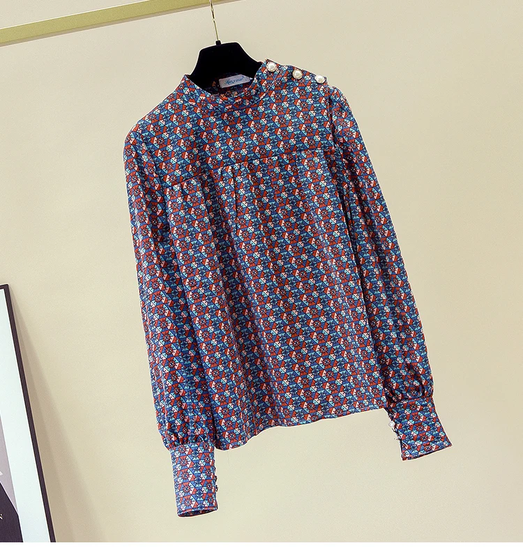 Retro Stand Collar Blouses Femme Slimming Long Sleeve Printed Chiffon Shirt for Women Elegant Tops Spring Autumn Top Women
Retro Stand Collar Blouses Femme Slimming Long Sleeve Printed Chiffon Shirt for Women Elegant Tops Spring Autumn Top Women
