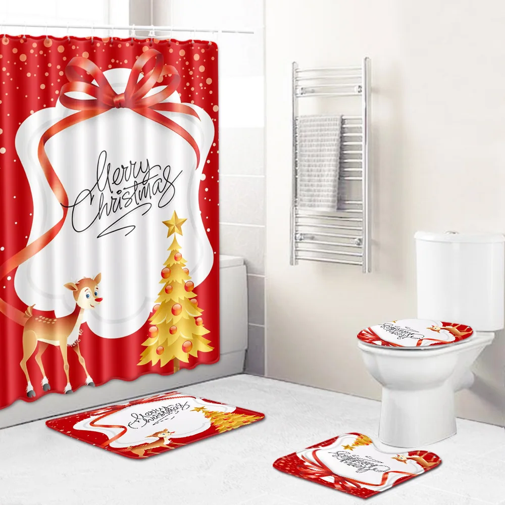 Zeegle Christmas Bath Curtain Shower Curtain Anti-slip Bathroom Carpet Shower Mat Absorbent Toilet Rug Foot Mat Bathroom Rug Set
Zeegle Christmas Bath Curtain Shower Curtain Anti-slip Bathroom Carpet Shower Mat Absorbent Toilet Rug Foot Mat Bathroom Rug Set