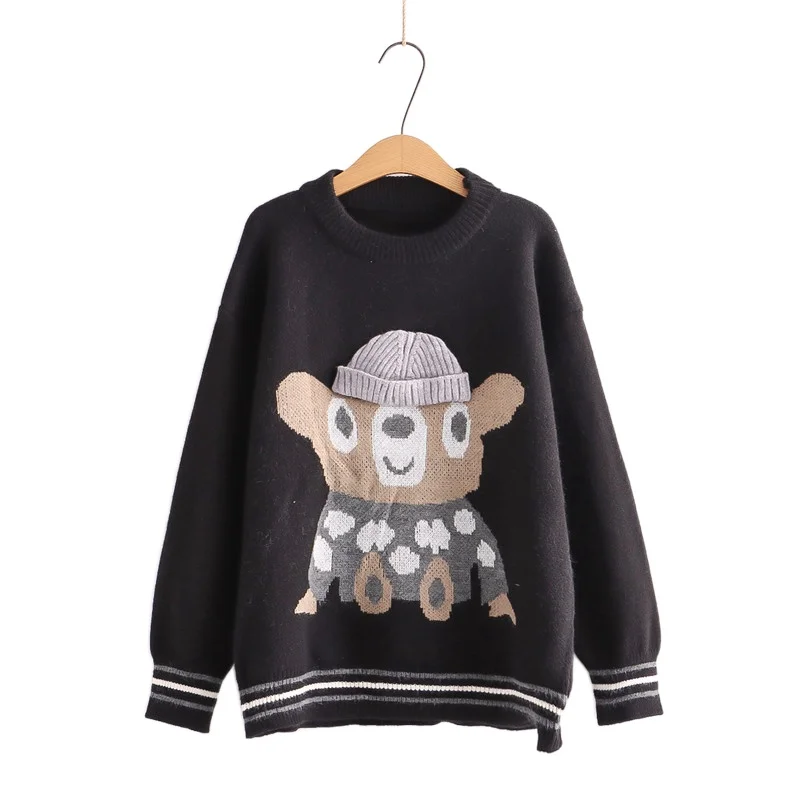 Cartoon Bear Embroidery Kawaii Women Knit Pullovers Sweaters 2021 Winter Warm Harakuju Top Korean Fashion Girly Soft Knitwear
Cartoon Bear Embroidery Kawaii Women Knit Pullovers Sweaters 2021 Winter Warm Harakuju Top Korean Fashion Girly Soft Knitwear