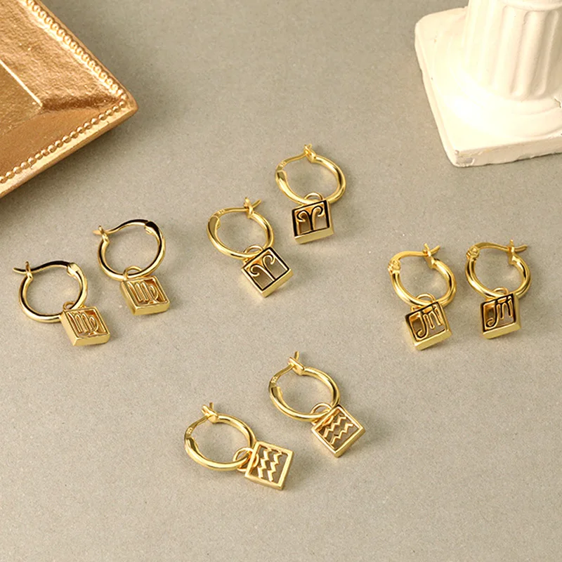 JUXO S925 Sterling Silver Twelve Constellation Fashion Exquisite Earrings Square Pendant Earrings Ladies Retro Earrings
JUXO S925 Sterling Silver Twelve Constellation Fashion Exquisite Earrings Square Pendant Earrings Ladies Retro Earrings