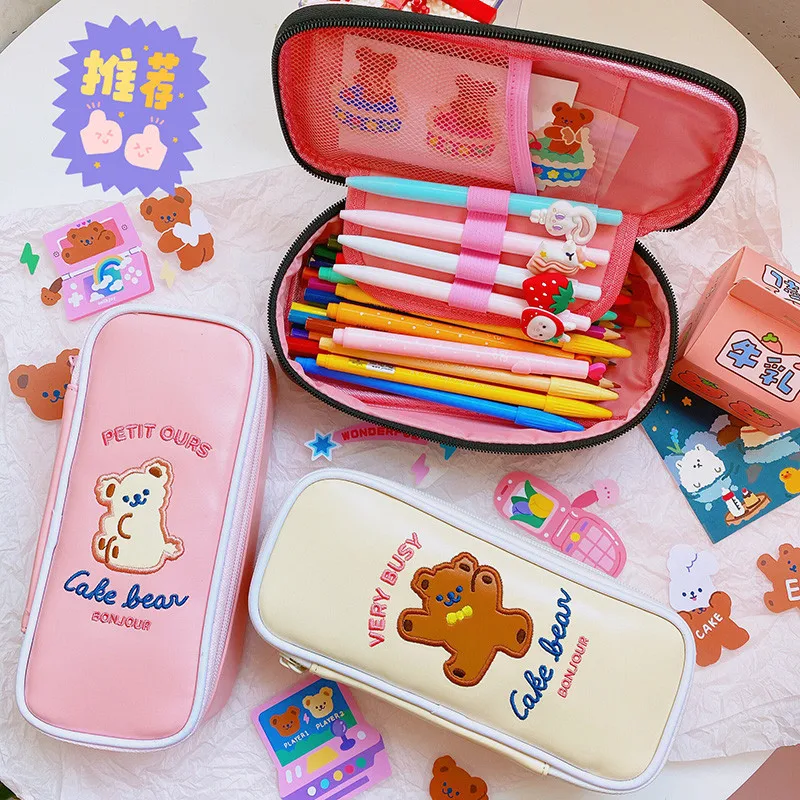 Student School Girls Pencil Bag Case Japan Korea Cute Bear Large Capacity Cute Pen Pencil Case Cosmetic Makeup Bag Box
Student School Girls Pencil Bag Case Japan Korea Cute Bear Large Capacity Cute Pen Pencil Case Cosmetic Makeup Bag Box