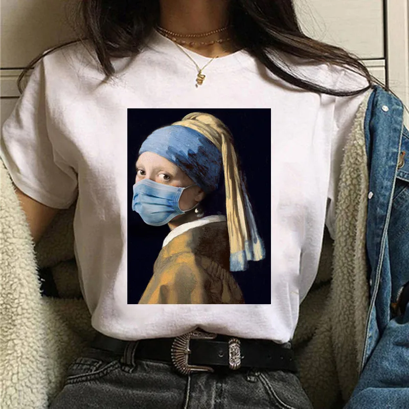 Spoof Mona Lisa Mask Women T Shirt Girl Personality Fashion Harajuku Aesthetics Short Sleeve White Tops Female Clothes,Drop Ship
Spoof Mona Lisa Mask Women T Shirt Girl Personality Fashion Harajuku Aesthetics Short Sleeve White Tops Female Clothes,Drop Ship
