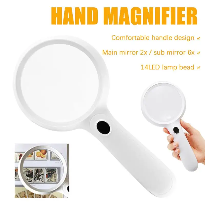 2X 6X Super Large Handheld Magnifying Glass with LED Lights Portable USB Rechargeable Reading Clear Loupe
2X 6X Super Large Handheld Magnifying Glass with LED Lights Portable USB Rechargeable Reading Clear Loupe