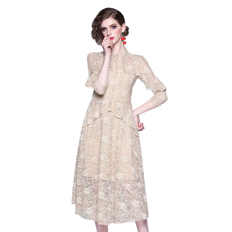 TAOYIZHUAI vintage style midi lace dress A line round neck button three quarter sleeves beige elegant fashion party dress
TAOYIZHUAI vintage style midi lace dress A line round neck button three quarter sleeves beige elegant fashion party dress