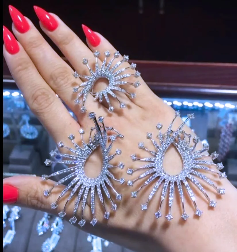 Missvikki 59mm Luxury Fireworks Star Lights Full Micro Cubic Zirconia Women Bridal Wedding Engagement Earring Ring Jewelry Set
Missvikki 59mm Luxury Fireworks Star Lights Full Micro Cubic Zirconia Women Bridal Wedding Engagement Earring Ring Jewelry Set