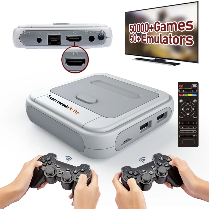 KinHank Super Console X Pro WiFi Mini TV Box Kid Retro Video Game Console For PSP/N64/DC/PS1 50+ Emulators Built-in 50000 Games
KinHank Super Console X Pro WiFi Mini TV Box Kid Retro Video Game Console For PSP/N64/DC/PS1 50+ Emulators Built-in 50000 Games