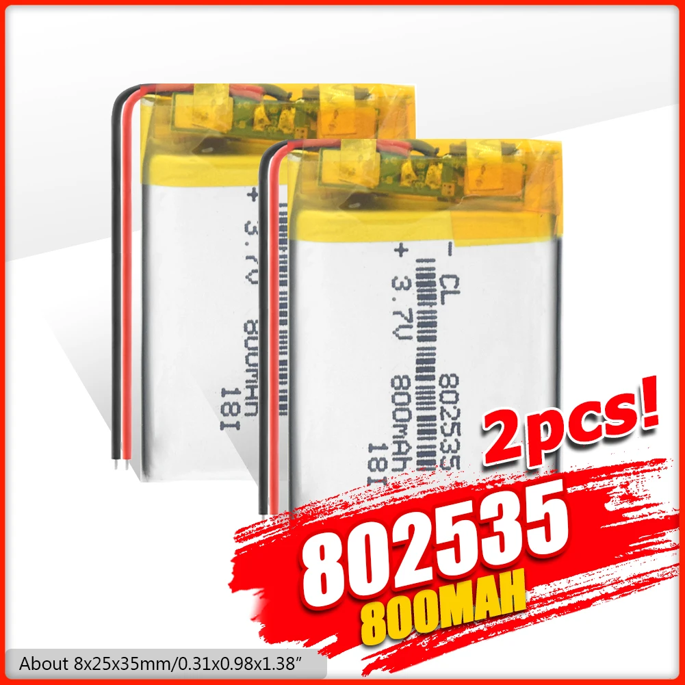 YCDC 3.7V 802535 800mAh Li-Po Rechargeable Batteries For GPS PDA Camera PSP Toys Remote Lithium Polymer Battery Replacement
YCDC 3.7V 802535 800mAh Li-Po Rechargeable Batteries For GPS PDA Camera PSP Toys Remote Lithium Polymer Battery Replacement