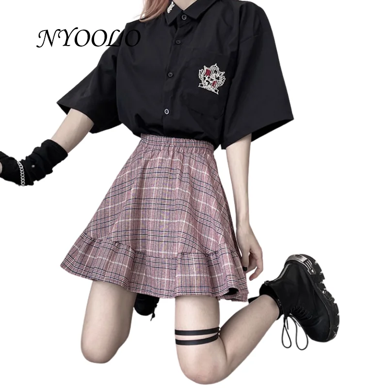 NYOOLO Casual Streetwear Plaid Elastic High Waist A-Line Pleated Skirt Women Summer Sexy Girl Mini Short Skirts Saia Feminina
NYOOLO Casual Streetwear Plaid Elastic High Waist A-Line Pleated Skirt Women Summer Sexy Girl Mini Short Skirts Saia Feminina