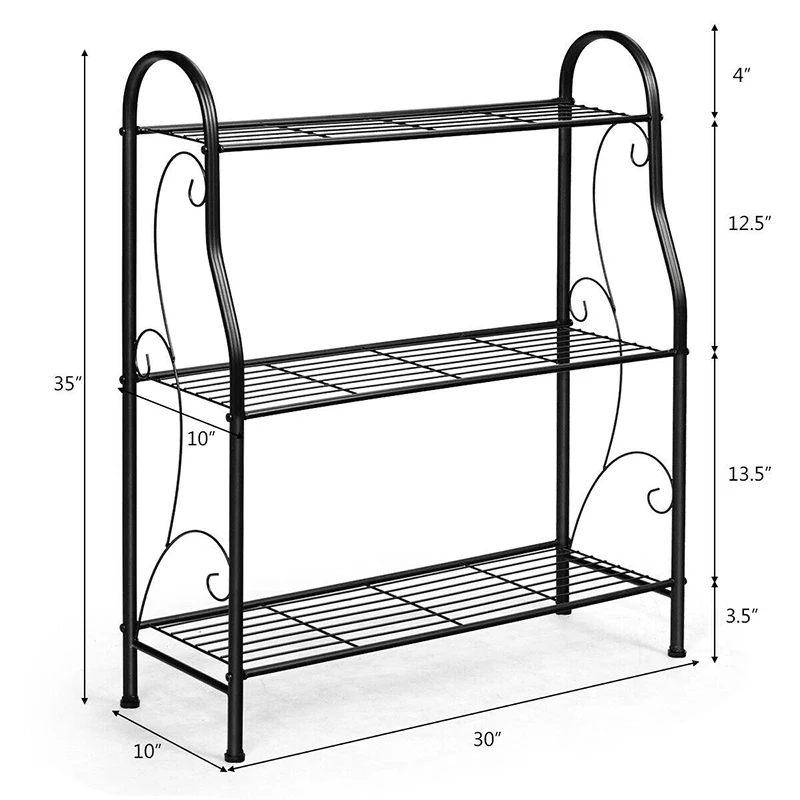 Space-saving Storage Holders Racks 3-Tier Scrollwork Designed Metal Plant Stand Home Storage Organization OP70427BK
Space-saving Storage Holders Racks 3-Tier Scrollwork Designed Metal Plant Stand Home Storage Organization OP70427BK