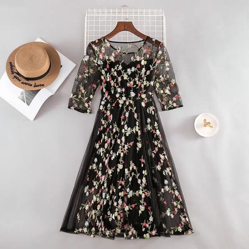 Women's Spring Summer Style Mesh Dress Women's Printed O-neck Hollow Out Embroidery Casual Temperament Dress SS1873
Women's Spring Summer Style Mesh Dress Women's Printed O-neck Hollow Out Embroidery Casual Temperament Dress SS1873