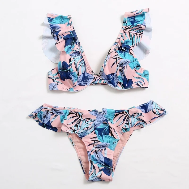 2021 New Split Bikini Printed Lady Sexy Ruffled Swimsuit Slimming Flattering 2 Piece Set Underwire Polyester
2021 New Split Bikini Printed Lady Sexy Ruffled Swimsuit Slimming Flattering 2 Piece Set Underwire Polyester