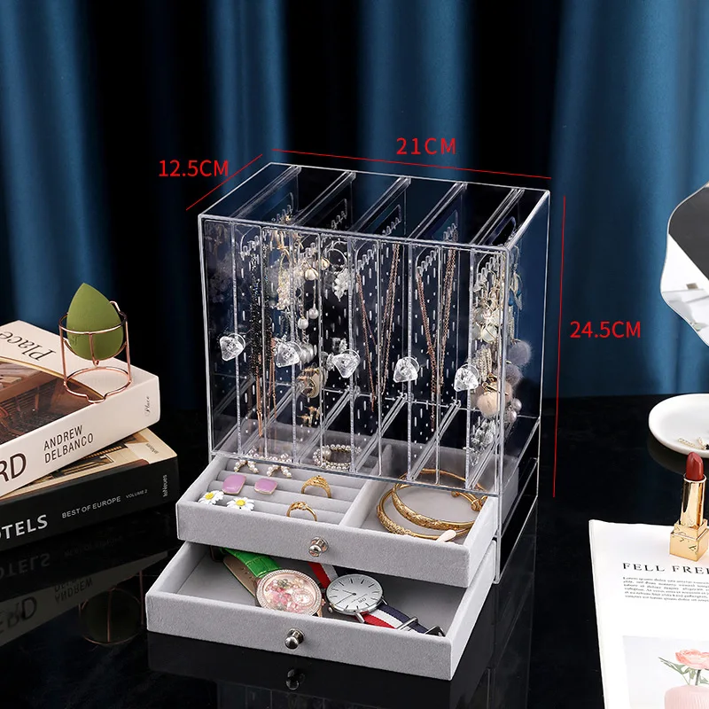 Earrings Necklaces Jewelry Storage Box Transparent Large Capacity Hair Accessories Hand Jewelry Dressing Table Display Shelf
Earrings Necklaces Jewelry Storage Box Transparent Large Capacity Hair Accessories Hand Jewelry Dressing Table Display Shelf