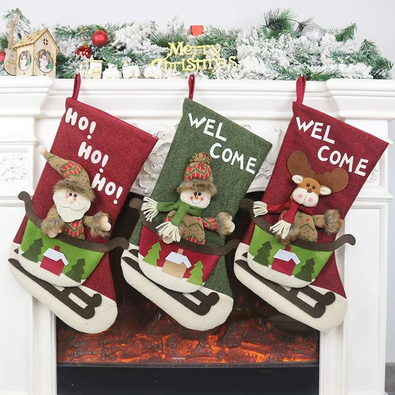 Practical 3Pcs Classic Christmas Stocking Holders Santa Snowman Reindeer Xmas Character for Family Holiday Xmas Party Decoration
Practical 3Pcs Classic Christmas Stocking Holders Santa Snowman Reindeer Xmas Character for Family Holiday Xmas Party Decoration