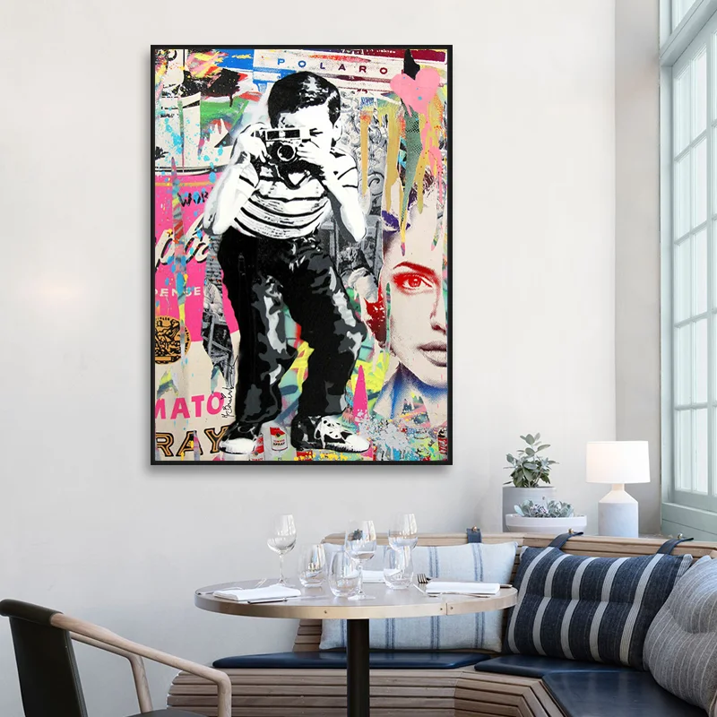 Boy Taking Photos Street Art Canvas Paintings Graffiti art Canvas Prints Wall Pictures For Kids Room Cuadros Wall Decoration
Boy Taking Photos Street Art Canvas Paintings Graffiti art Canvas Prints Wall Pictures For Kids Room Cuadros Wall Decoration